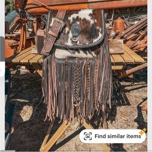 Cowhide fringe leather purse-NWOT & matching wallet